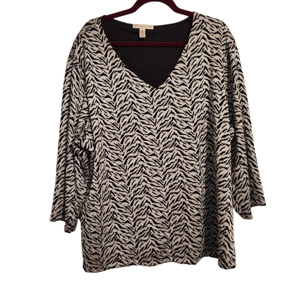 Beautiful Zebra Print JM Collection Woman Tunic Size 3X - Picture 1 of 5